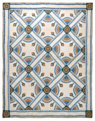 Pieced and Appliqued Quilt c. 1870, Illinois, W 76” x H 100”